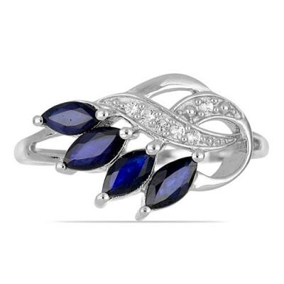 BUY 925 SILVER NATURAL BLUE SAPPHIRE MULTI GEMSTONE RING